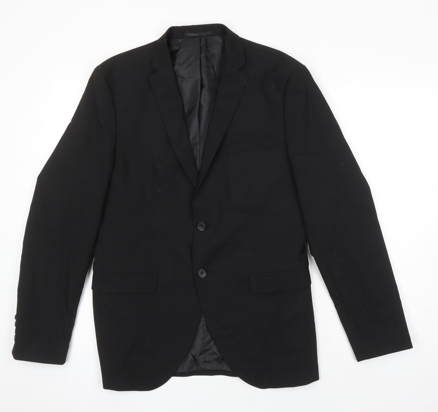 Carreman Mens Black Polyester Jacket Blazer Size 38 Regular