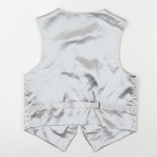 BHS Boys Grey Geometric Jacket Waistcoat Size 9-10 Years