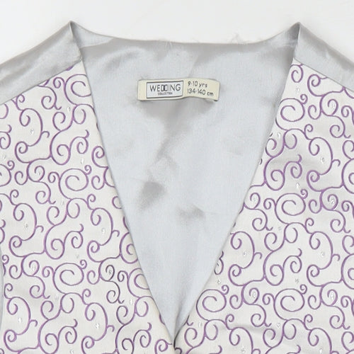 BHS Boys Grey Geometric Jacket Waistcoat Size 9-10 Years