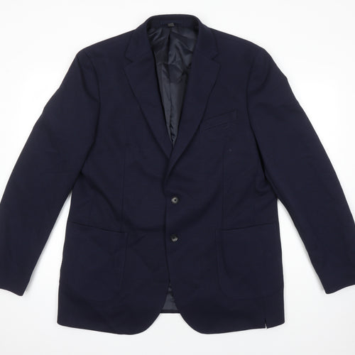 M&S Mens Blue Polyimide Jacket Blazer Size 44 Regular