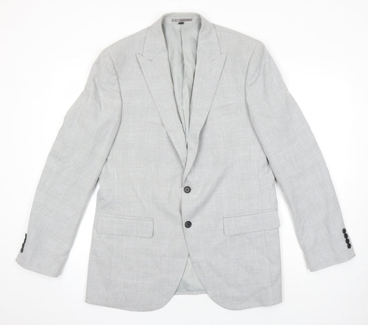 M&S Mens Grey Check Polyester Jacket Blazer Size 42 Big & Tall