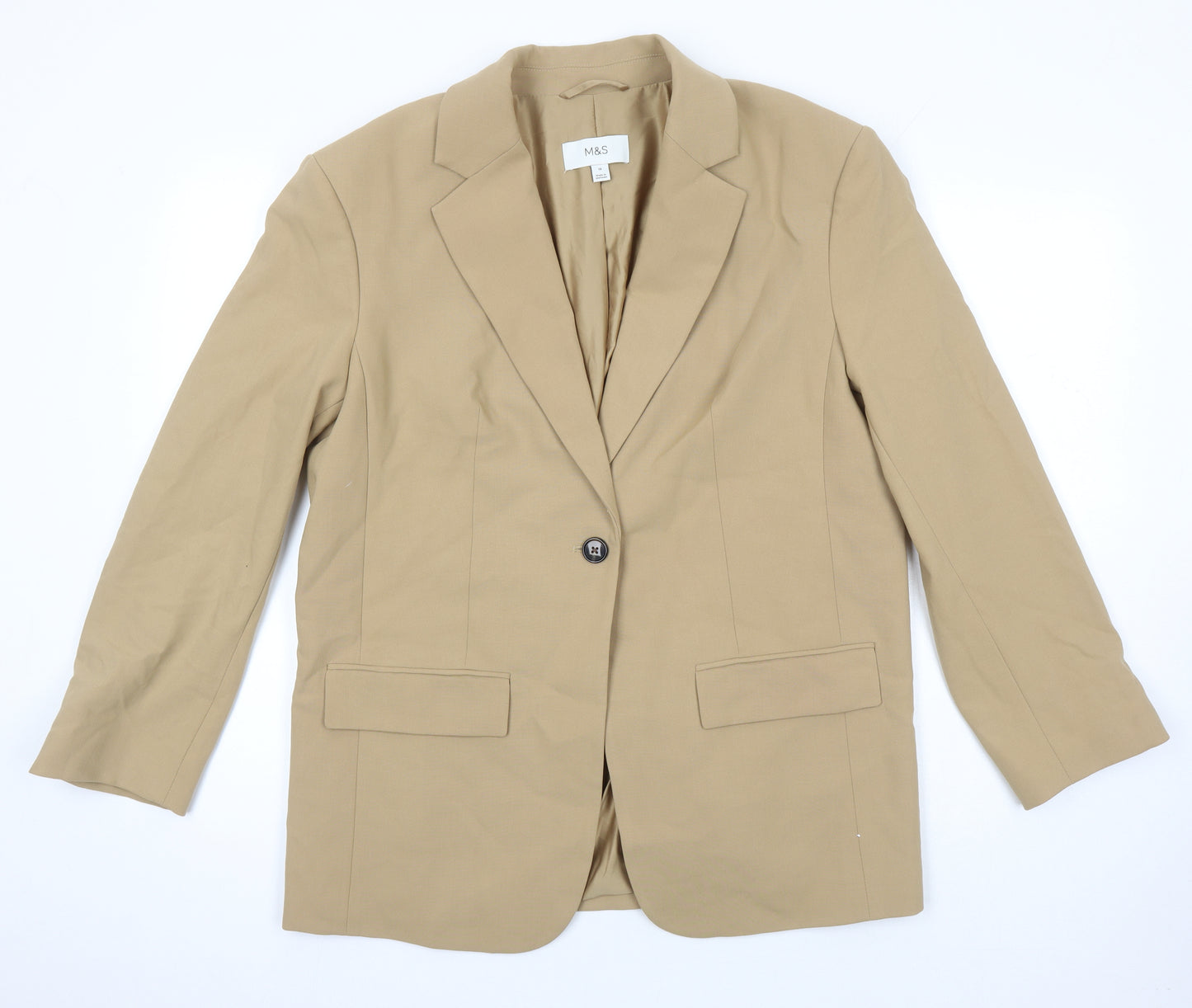 M&S Womens Beige Jacket Blazer Size 14