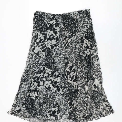 Gerry Weber Womens Black Floral Polyester Swing Skirt Size 14 Zip