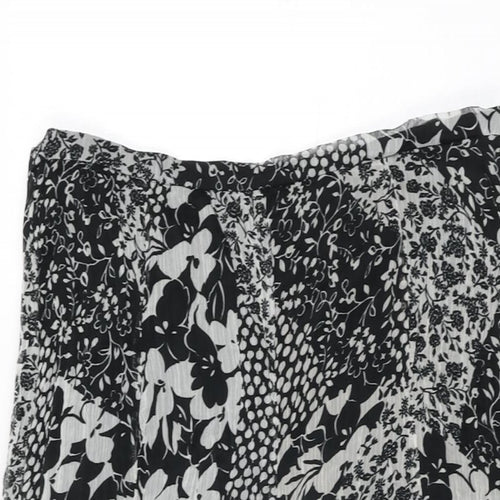 Gerry Weber Womens Black Floral Polyester Swing Skirt Size 14 Zip