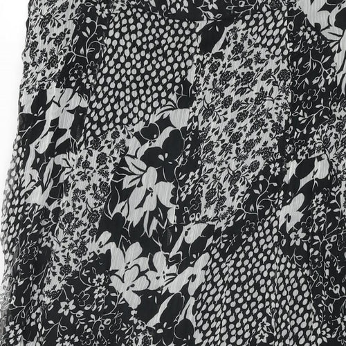 Gerry Weber Womens Black Floral Polyester Swing Skirt Size 14 Zip