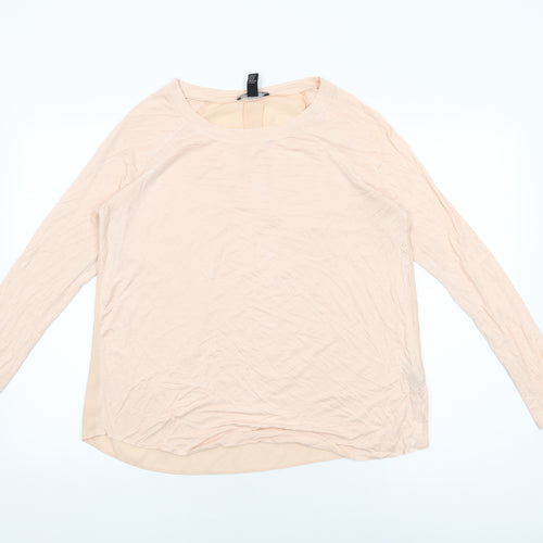 FOREVER 21 Womens Pink Polyester Basic T-Shirt Size L Round Neck
