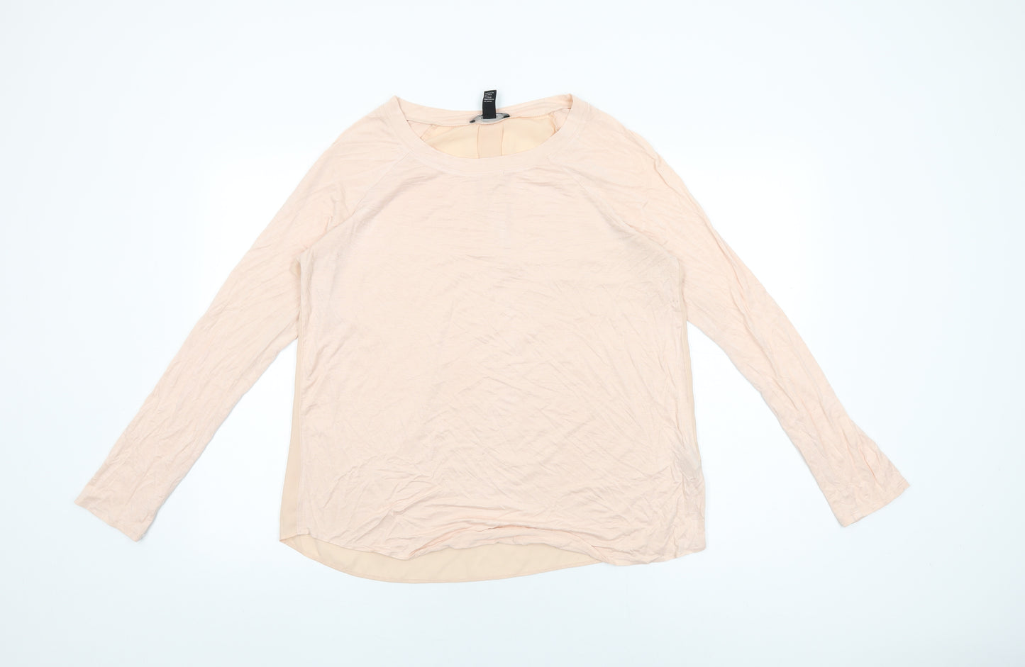 FOREVER 21 Womens Pink Polyester Basic T-Shirt Size L Round Neck