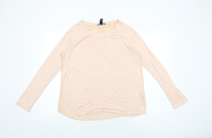 FOREVER 21 Womens Pink Polyester Basic T-Shirt Size L Round Neck