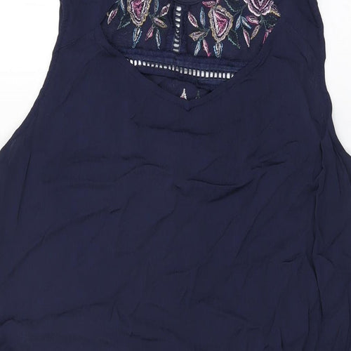 Red Herring Womens Blue Floral Viscose Shift Size 12 Round Neck Button