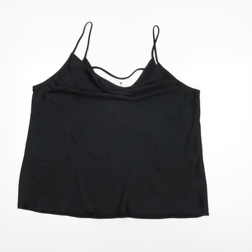 Marks and Spencer Womens Black Polyester Camisole T-Shirt Size 24 Cowl Neck