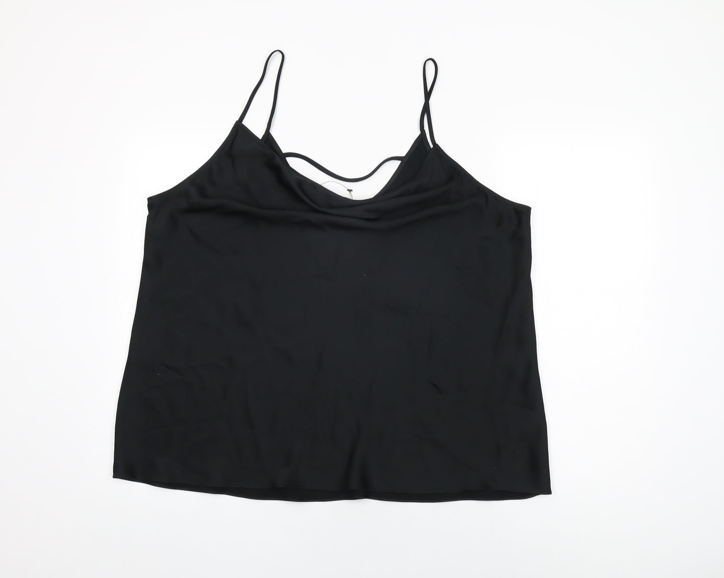 Marks and Spencer Womens Black Polyester Camisole T-Shirt Size 24 Cowl Neck