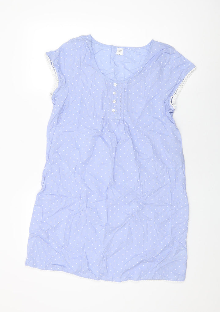 John Lewis Womens Blue Polka Dot Cotton Top Dress Size 10
