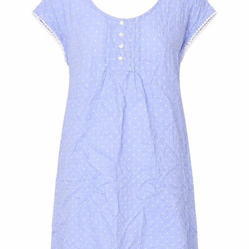 John Lewis Womens Blue Polka Dot Cotton Top Dress Size 10