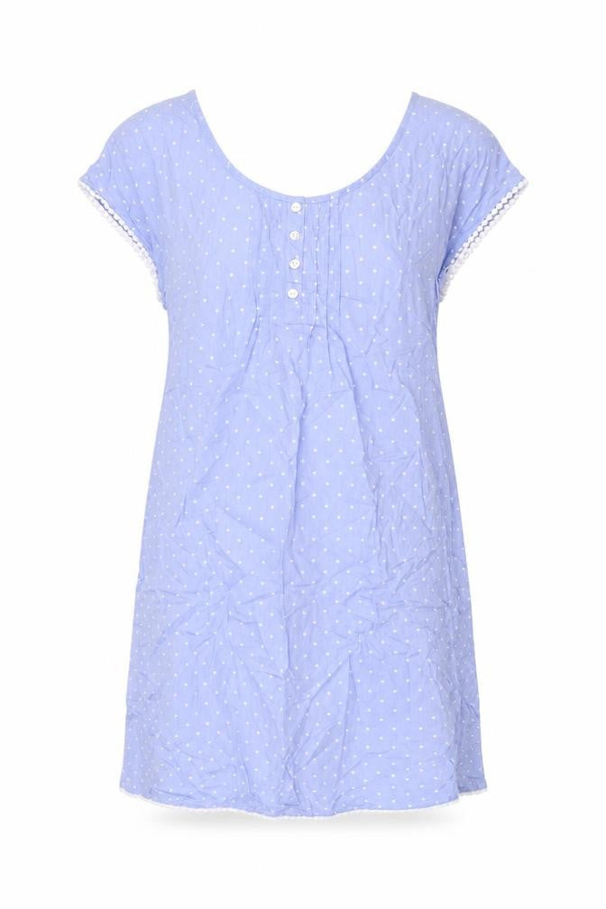 John Lewis Womens Blue Polka Dot Cotton Top Dress Size 10