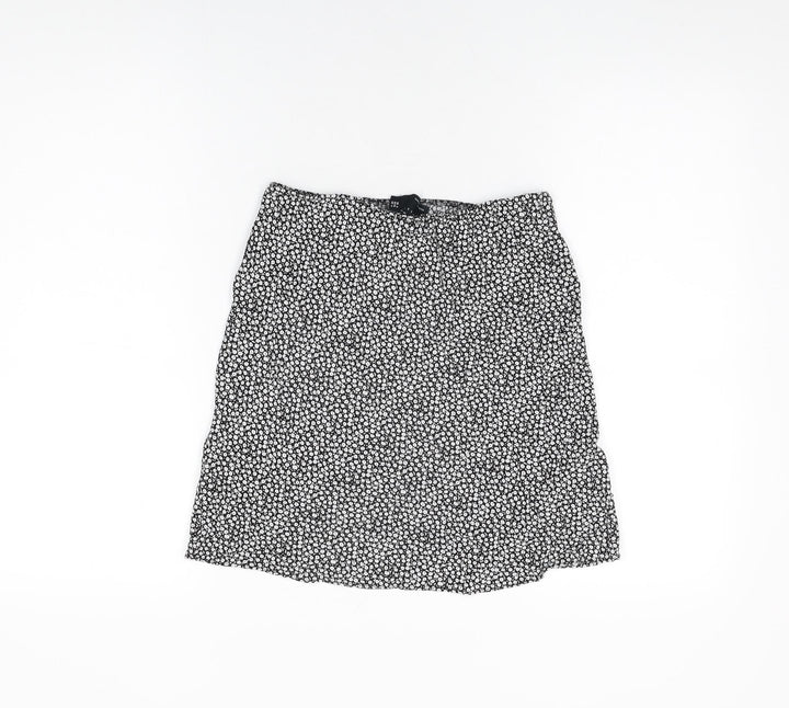 ASOS Womens Black Floral Viscose Mini Skirt Size 8