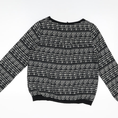 NEXT Womens Black Geometric Polyester Basic Blouse Size 12 Round Neck