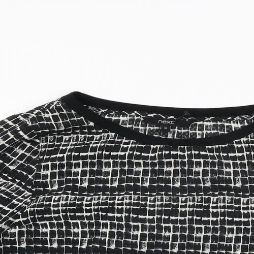 NEXT Womens Black Geometric Polyester Basic Blouse Size 12 Round Neck