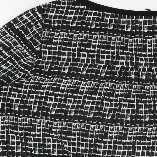 NEXT Womens Black Geometric Polyester Basic Blouse Size 12 Round Neck