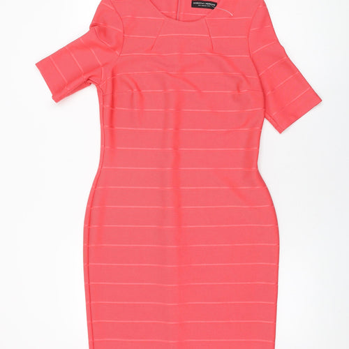 Dorothy Perkins Womens Pink Polyester Bodycon Size 12 Round Neck Zip