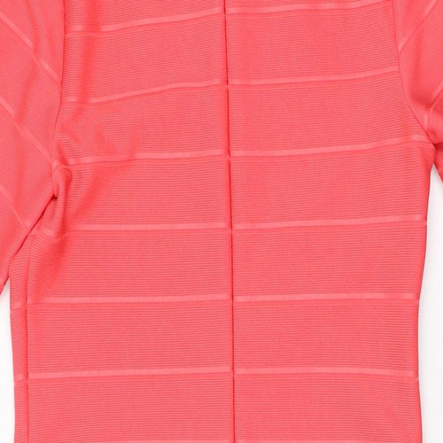 Dorothy Perkins Womens Pink Polyester Bodycon Size 12 Round Neck Zip