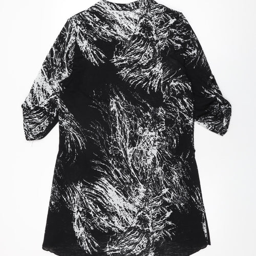 Roman Womens Black Geometric Polyester Shift Size 14 V-Neck Pullover
