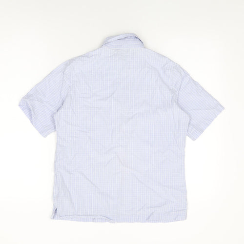 Hawkshead Womens Blue Geometric Cotton Basic Button-Up Size 10 Collared