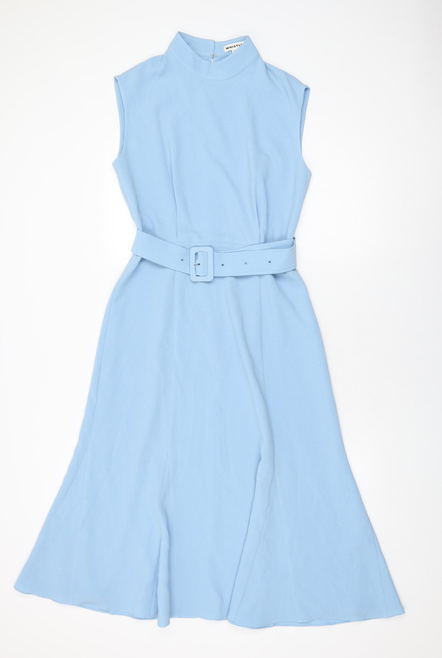 Whistles Womens Blue Polyester A-Line Size 12 Round Neck Zip