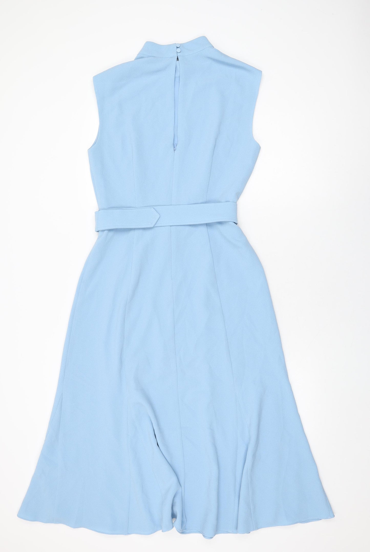 Whistles Womens Blue Polyester A-Line Size 12 Round Neck Zip