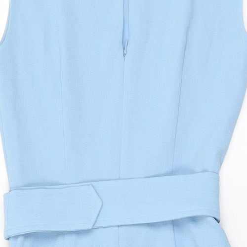 Whistles Womens Blue Polyester A-Line Size 12 Round Neck Zip