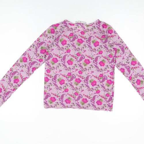 Dubbster Girls Purple Floral Polyamide Basic T-Shirt Size 12 Years Round Neck Pullover