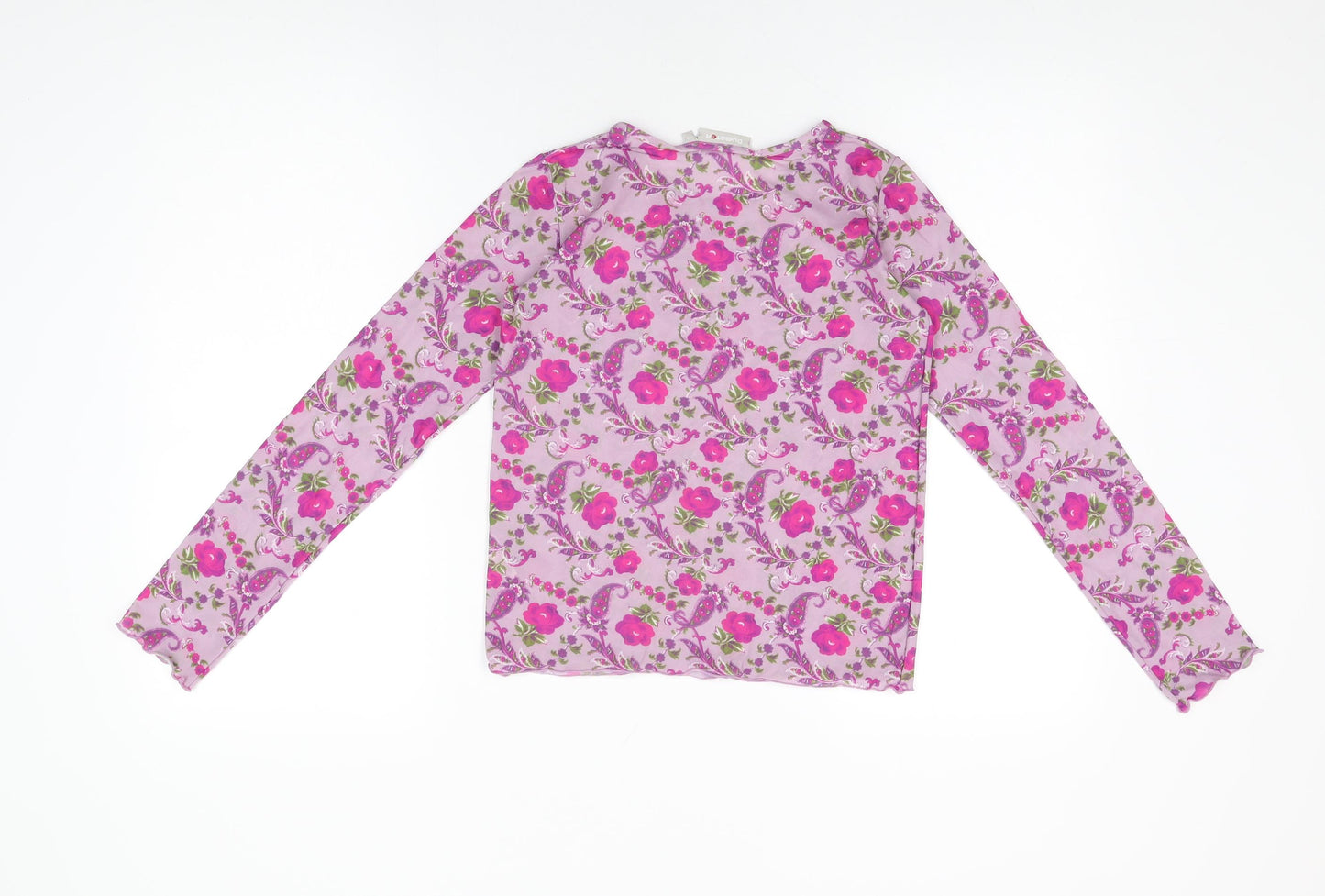 Dubbster Girls Purple Floral Polyamide Basic T-Shirt Size 12 Years Round Neck Pullover