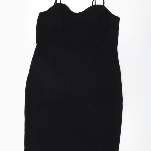 H&M Womens Black Polyester Bodycon Size XL V-Neck Pullover