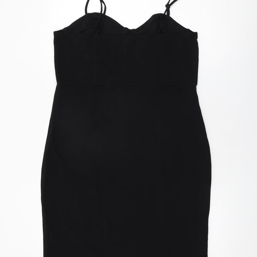 H&M Womens Black Polyester Bodycon Size XL V-Neck Pullover