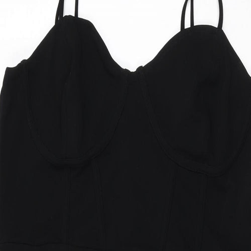H&M Womens Black Polyester Bodycon Size XL V-Neck Pullover