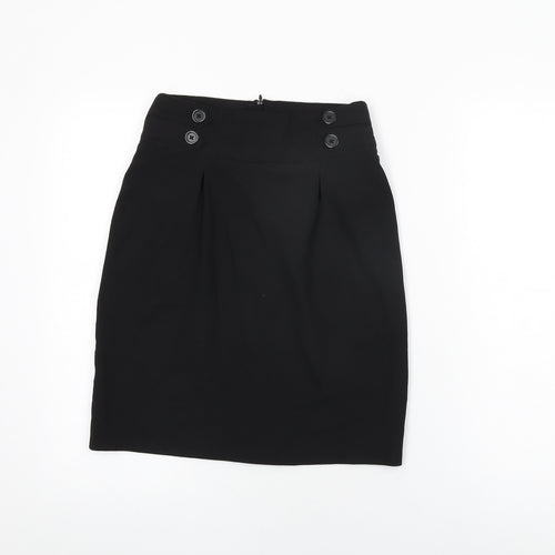 John Lewis Girls Black Polyester Straight & Pencil Skirt Size 12 Years Regular Zip