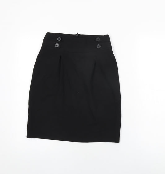 John Lewis Girls Black Polyester Straight & Pencil Skirt Size 12 Years Regular Zip