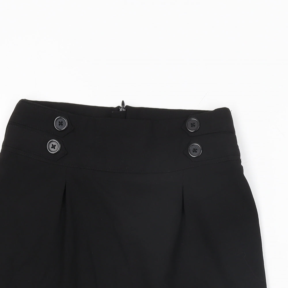John Lewis Girls Black Polyester Straight & Pencil Skirt Size 12 Years Regular Zip