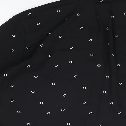 H&M Womens Black Geometric Polyester Basic Button-Up Size 6 Collared
