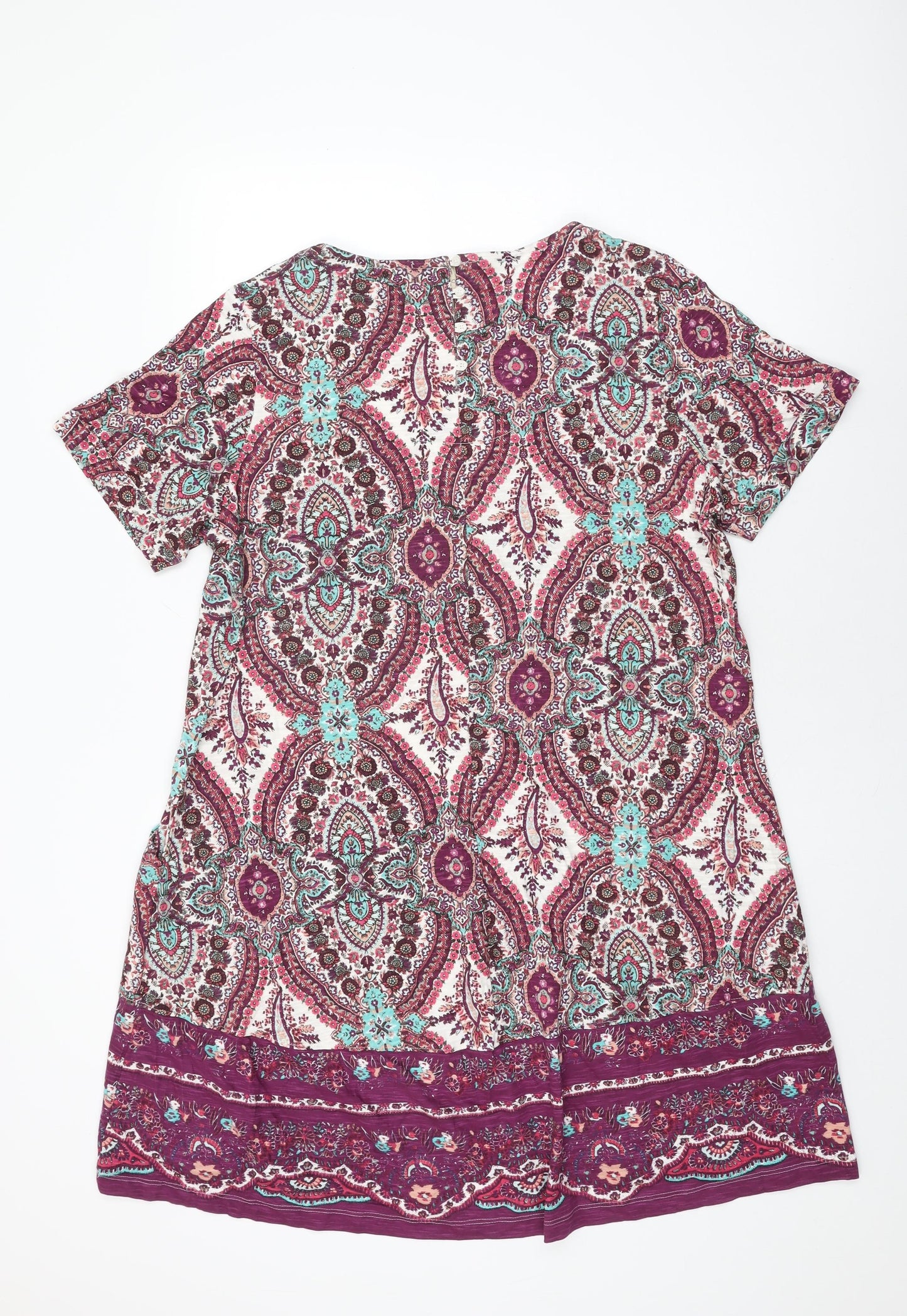 Fat Face Womens Multicoloured Floral Cotton Shift Size 18 Round Neck Button
