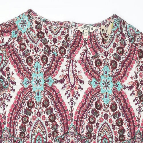 Fat Face Womens Multicoloured Floral Cotton Shift Size 18 Round Neck Button
