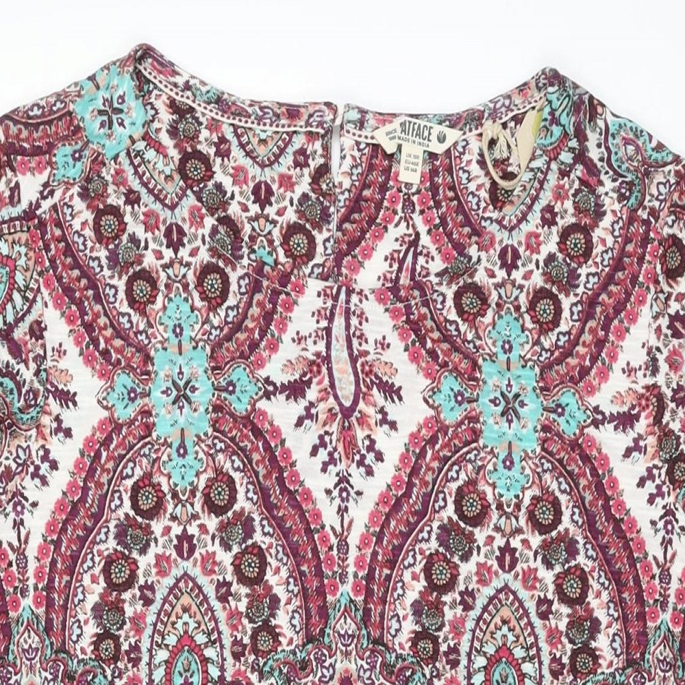 Fat Face Womens Multicoloured Floral Cotton Shift Size 18 Round Neck Button
