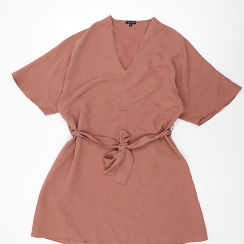River Island Womens Brown Polyester Shift Size 12 V-Neck Pullover