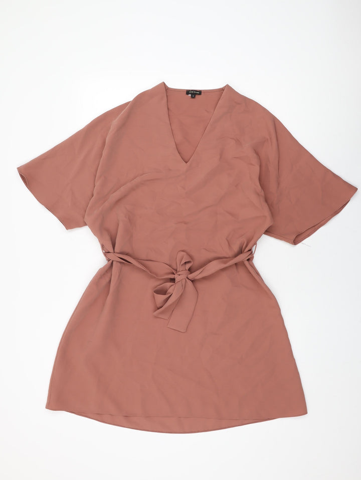 River Island Womens Brown Polyester Shift Size 12 V-Neck Pullover