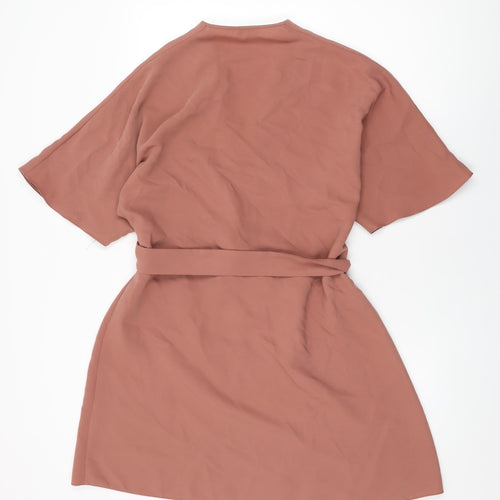 River Island Womens Brown Polyester Shift Size 12 V-Neck Pullover
