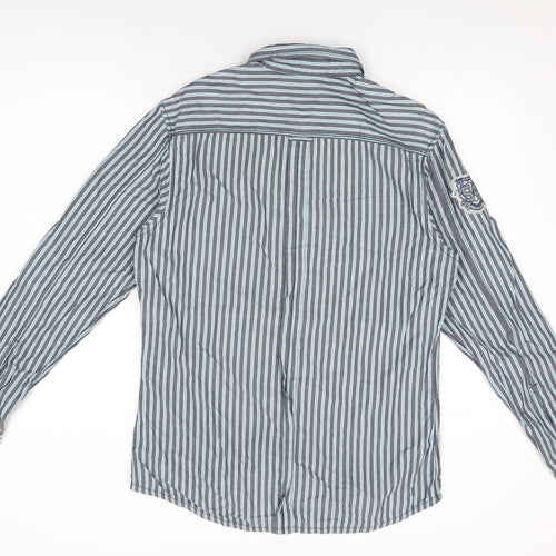 Burton Mens Blue Striped Cotton Button-Up Size M Collared Button