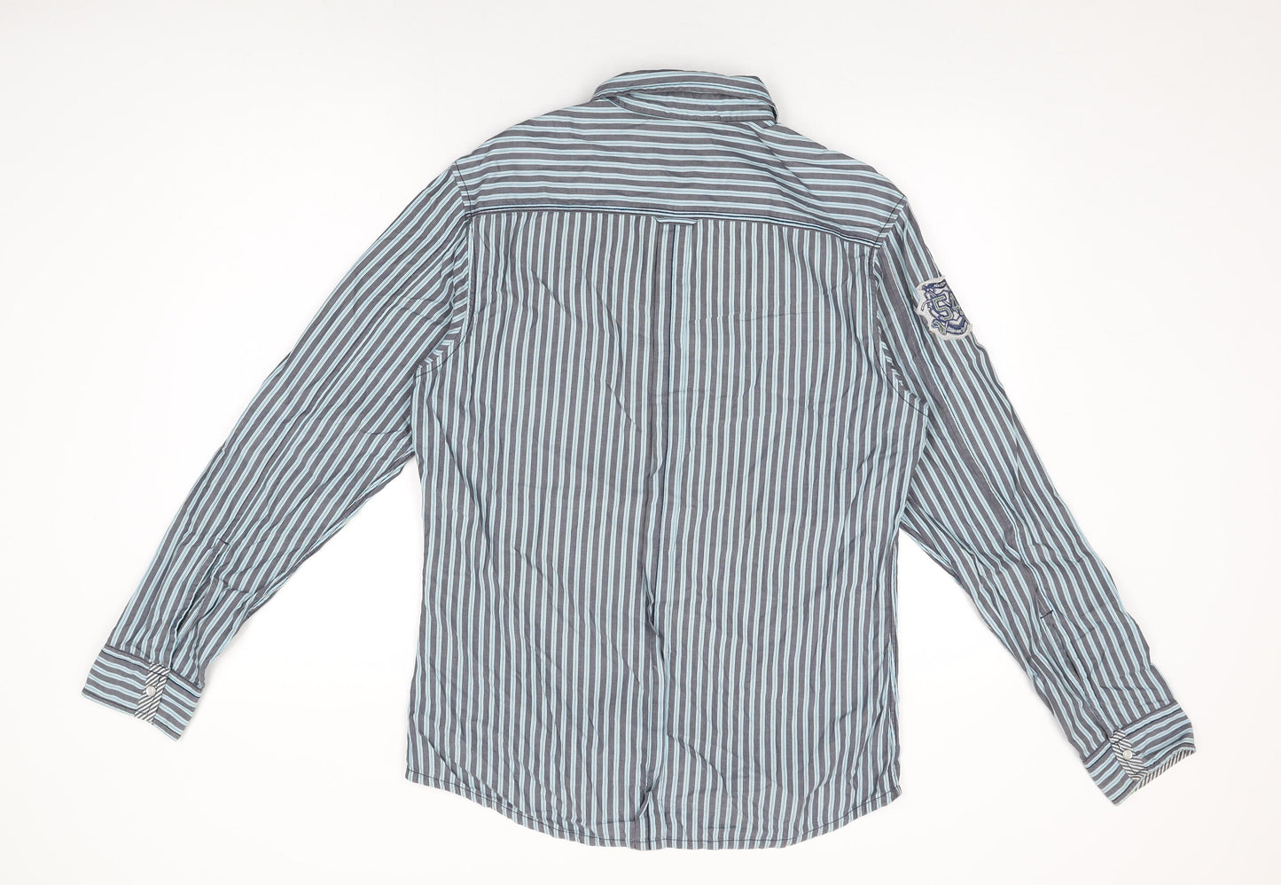 Burton Mens Blue Striped Cotton Button-Up Size M Collared Button