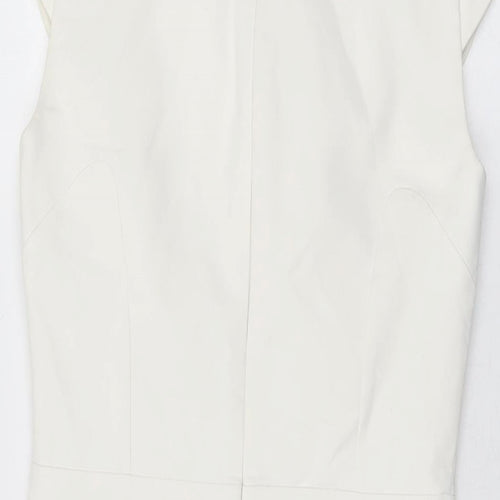 French Connection Womens White Cotton Bodycon Size 10 V-Neck Zip
