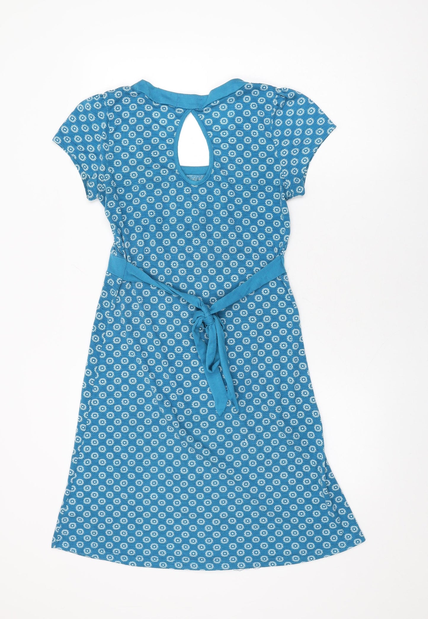 Purple Womens Blue Floral Viscose Shift Size M Scoop Neck Pullover