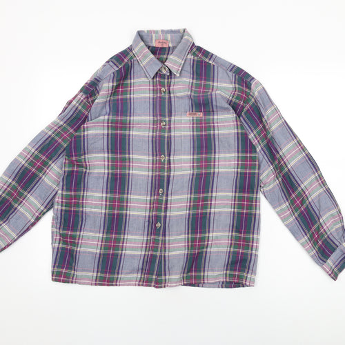 Cotton Traders Womens Purple Plaid Cotton Basic Button-Up Size 12 Collared