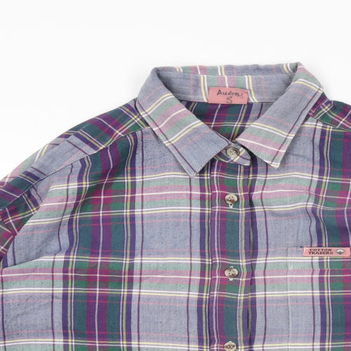 Cotton Traders Womens Purple Plaid Cotton Basic Button-Up Size 12 Collared